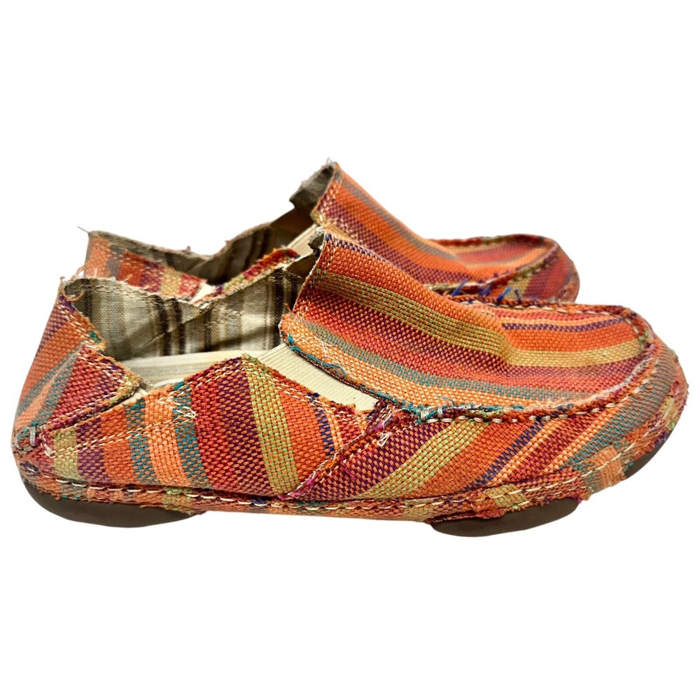 Tony Lama 3R RR3022L Orange Striped Canvas Shoes Womens sz 7.5B